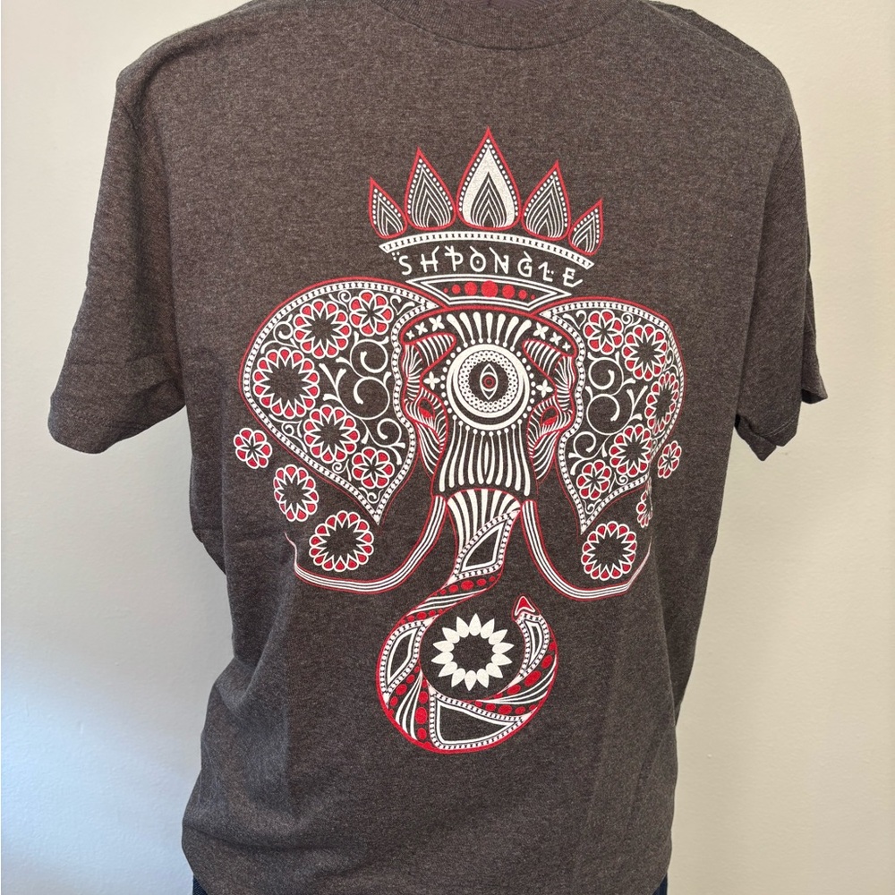 Shpongle 🐘Elephant Graphic Tee - Brown with Red & White Print sz Small & Large